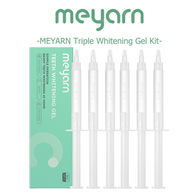 MEYARN Triple Whitening Gel Kit: Retainer Braces Care & Tooth Stain Removal (6x3ml)