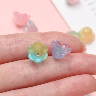 St.kunkka 20Pcs 11*12 มิล ไล่โทนสี ลูกปัดแก้วคริสตัล กล้วยไม้ สร้อยคอสร้อยข้อมือ DIY