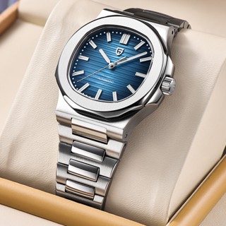 Pagani DESIGN ของแท้ นาฬิกาข้อมือ สายแซฟไฟร์ กระจก สเตนเลส เ…