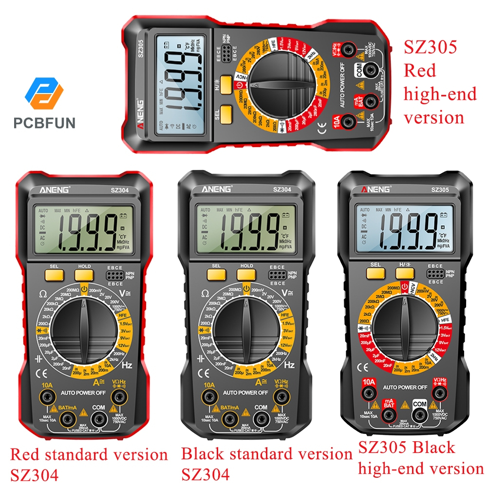 Pcbfun Aneng Sz304 Sz305 มัลติมิเตอร์ดิจิทัล Ncv Ac/dc แรงดันไฟฟ้า กระแสไฟ Ohm Hz ไดโอดมิเตอร์