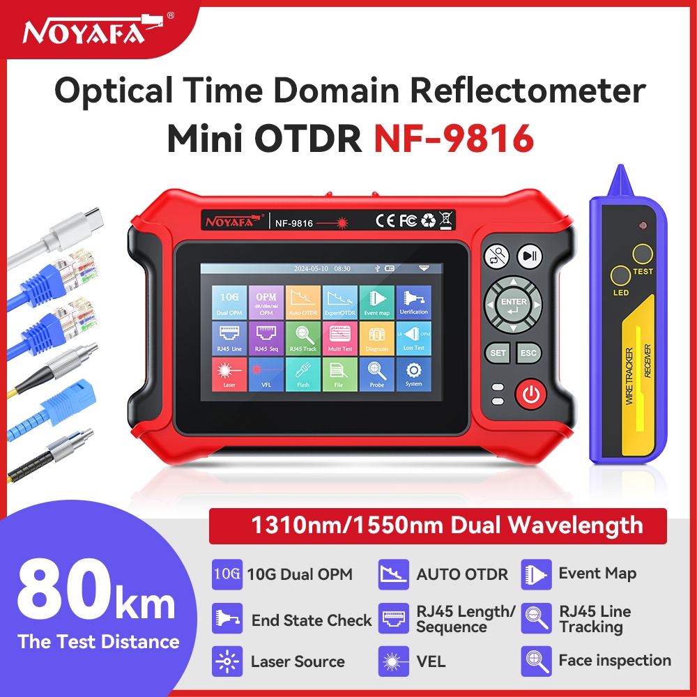 Noyafa NF-9816 Otdr เครื่องทดสอบไฟเบอร์ออปติก 1310/1550 Nm ความยาวคลื่นคู่ 28/26 Db