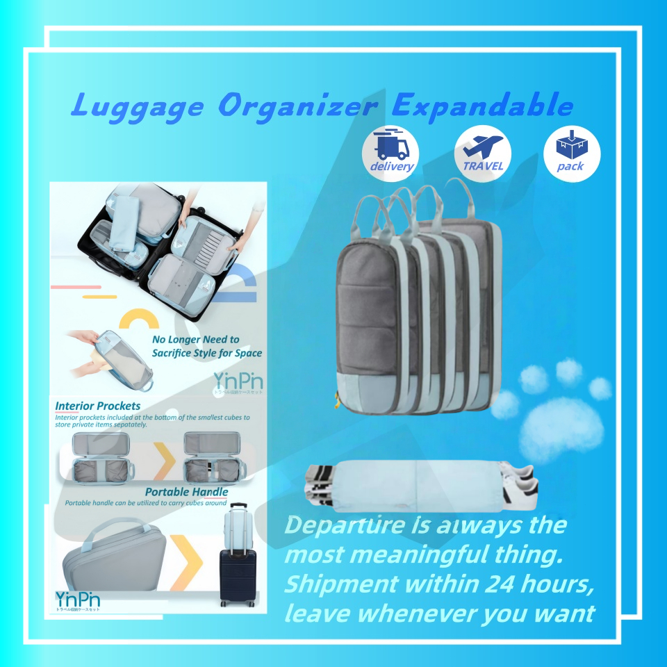 YINPIN กระเป๋าใส่สัมภาระ ออแกไนเซอร์อุปกรณ์จัดเก็บเสื้อผ้าเดินทาง 6 ชิ้น