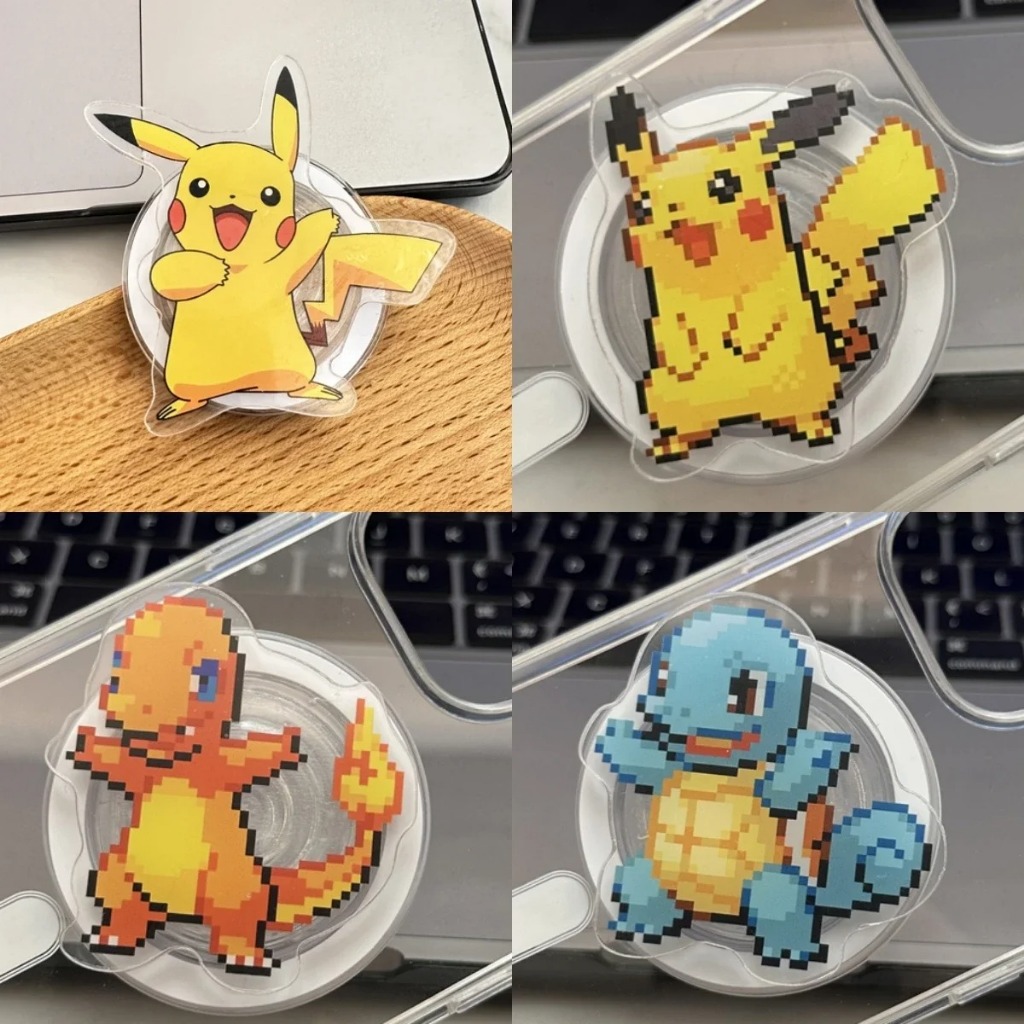 Pocket Monsters Pokémon Pikachu Squirtle สําหรับ Magsafe Magnetic Phone Grip Tok Stand สําหรับ iPhone ที่วางชาร์จไร้สายแบบพับได้