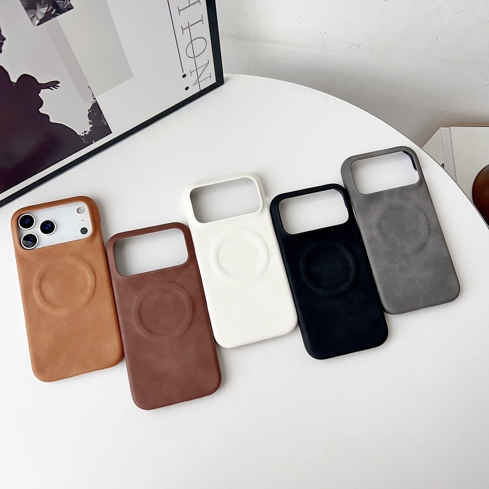 แม่เหล็กชาร์จผิว PU หนังสําหรับ iPhone 12 13 14 15 16 17 Pro Max 15 Plus Air Hard กันกระแทกปกหลัง