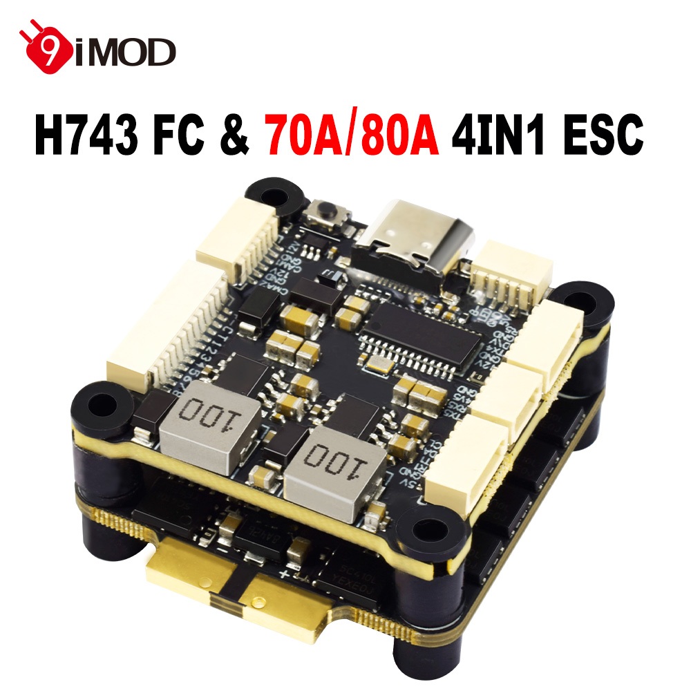 9IMOD H743 Flight Stack H743 Flight Control 4in1 70A/80A ESC 3-8S Lipo 30.5x30.5 มม.Dual ICM42688 Gyro 7 UART สําหรับ RC FPV Racing Drone