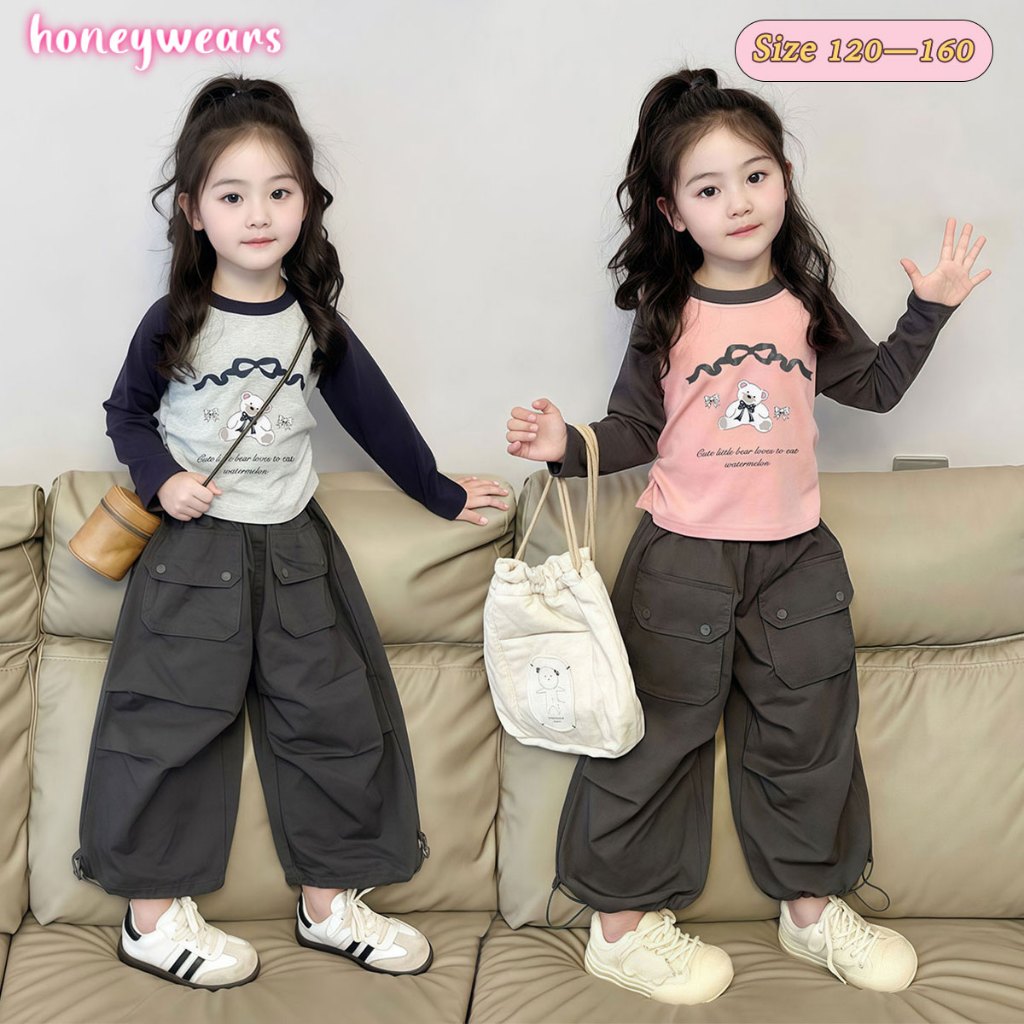 honeywears⚡พร้อมส่ง⚡ชุดลำลองเด็ก ชุดสองชิ้นน่ารักเด็กผู้หญิง อินเทรนด์ แฟชั่นฤดูร้อน งานเย็บอย่างดี ใส่ได้ทุกโอกาส ไซส์ 120-160