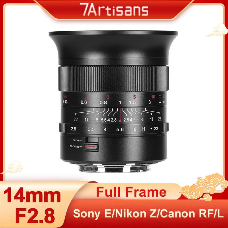 7artisans 14mm F2.8 Full Frame เลนส์โฟกัสแบบแมนนวลมุมกว้างพิเศษสําหรับ Sony E A7C II Canon R Nikon Z