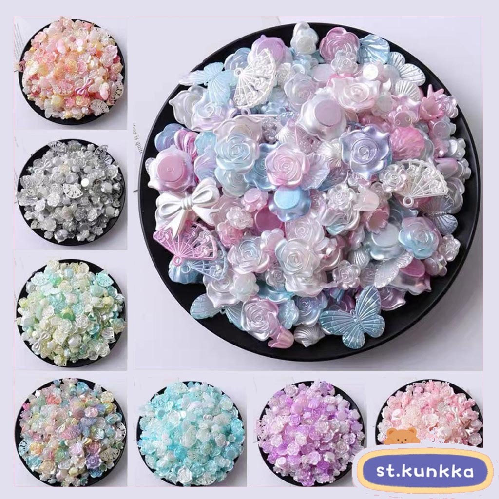 St. kunkka 20 กรัม  ลูกปัดอะคริลิค ลายดอกไม้ และโบว์ คละสี สําหรับทําเครื่องประดับ สร้อยคอ สร้อยข้อมือ DIY