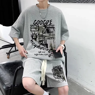 ModMenชุดเซ็ตผู้ชาย แขนสั้น+ ขาสั้น ผ้ายืด ลายปักตัวอักษร ทรงหลวม สไตล์ใหม่ในฤดูร้อน สไตล์เกาหลี ใส่สบาย คู่รักรุ่นเดียวกัน มีหลายขนา ผ้าวาฟเฟิล สุดฮิตแฟชั่น จัดส่งในกรุงเทพฯ มี4สี