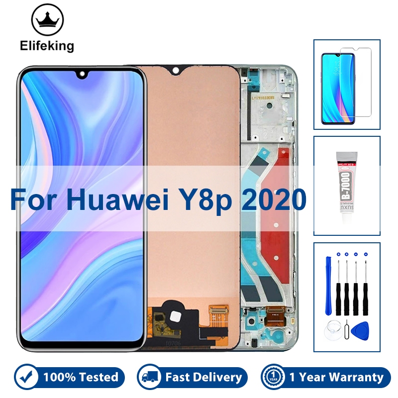 ทดสอบ 100% LCD สําหรับ Huawei Y8p AQM-LX1 จอแสดงผล Touch Screen Assembly พร้อมกรอบเครื่องมือฟรี