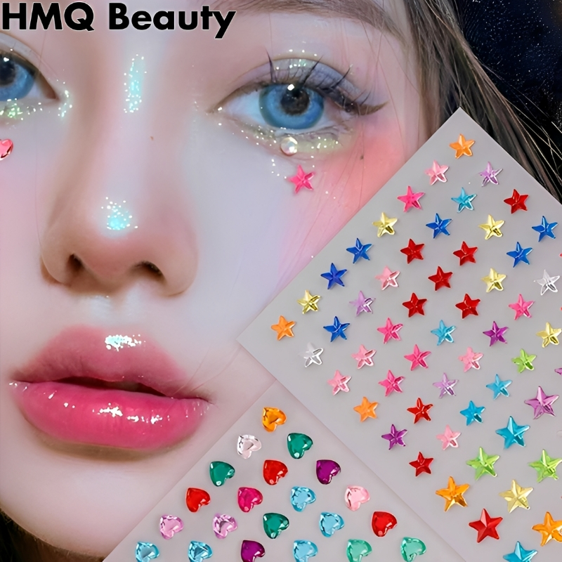 สีสัน Multi-Specification สามมิติ Five-Pointed Star-Shaped จําลองอัญมณี Eye Face สติกเกอร์เพชร DIY เทศกาลดนตรี Masquerade