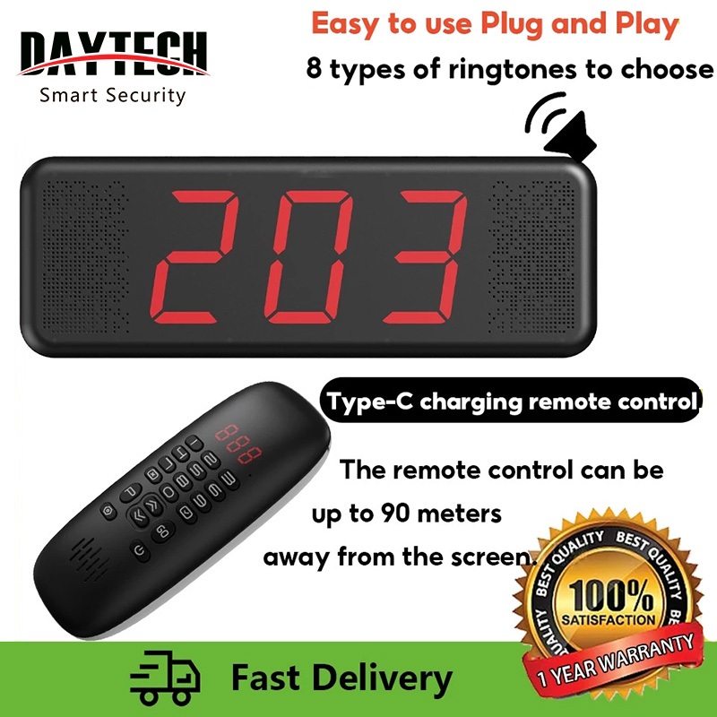 Daytech ระบบโทรคิวไร้สายสําหรับคลินิก/สํานักงาน Consult Room Counter/Bank จอแสดงผล LED CK05