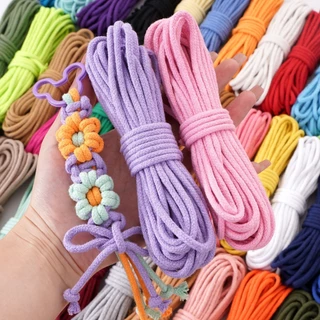 เชือกถัก.Core-spun ด้ายผ้าฝ้าย ขนาด 4 มม., 10 ม. สำหรับ DIY พวงกุญแจและลากิอาร์ด
