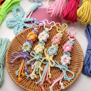 เชือกถัก.Core-spun ด้ายผ้าฝ้าย ขนาด 4 มม., 10 ม. สำหรับ DIY พวงกุญแจและลากิอาร์ด