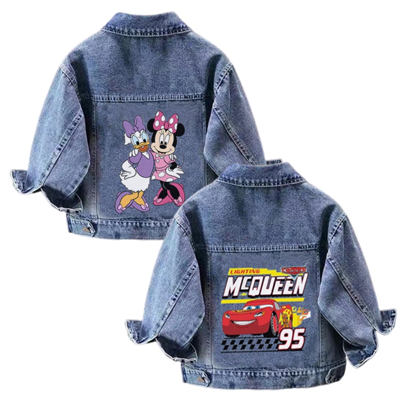 แจ็คเก็ตยีนส์เด็กแบบการ์ตูน Lightning McQueen สำหรับฤดูใบไม้ผลิและใบไม้ร่วง