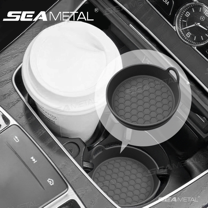 SEAMETAL ที่รองแก้วซิลิโคน คอสเตอร์ รถถ้วยน้ำ กันลื่น อุปกรณ์เสริม สําหรับติดภายในรถยนต์ 7CM