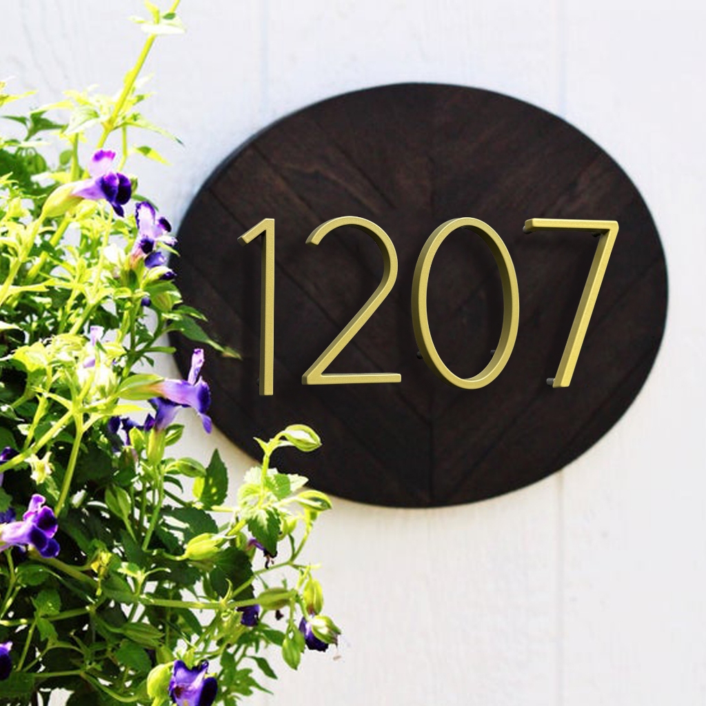 BREA THE HOME บ้านเลขที่ ตัวเลขบ้านเลขที่ ป้ายบ้านเลขที่ ป้ายบ้าน ป้ายตัวเลข ตัวเลขสีทอง สำหรับติดเลขที่บ้าน ขนาด 5 นิ้ว มีเลข 0-9