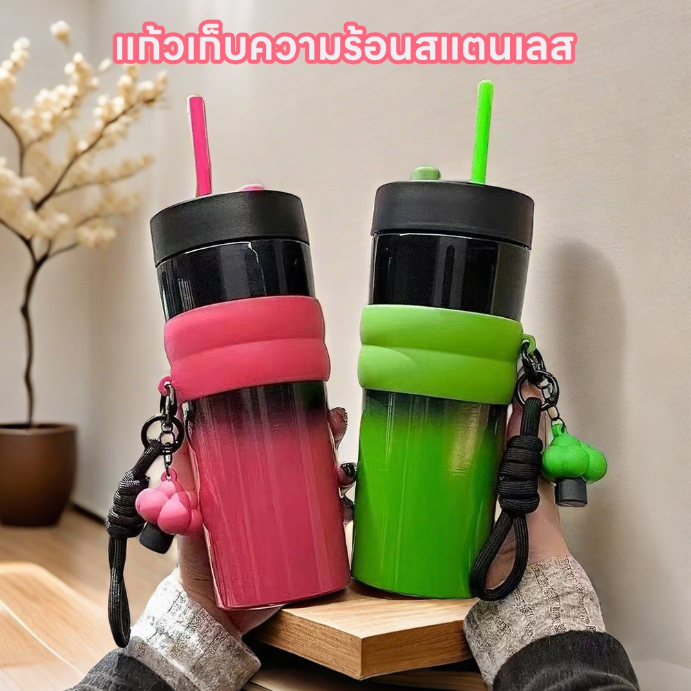 INSMART แก้วกาแฟสแตนเลสซับ ถ้วยเก็บความร้อน พร้อมฝาปิดขวดสูญญากาศสามารถ เก็บความร้อนและความเย็น ราคา ถูกที่สุด ดีลบีเคเค แกลเลอรีภาพที่ 2