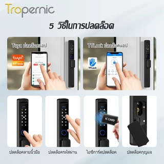 [ส่งจากไทย] Tropernic F2 Tuya/TTLOCK Digital Door Lock กันน้ำกันฝุ่น IP65 สแกนนิ้ว ด้ามสั้น ล็อคประตูบานเลื่อน กุญแจล็อคประตู ใส่รหัส กุญแจประตูอลูมิเนียม ปุ่มล็อคด้านใน