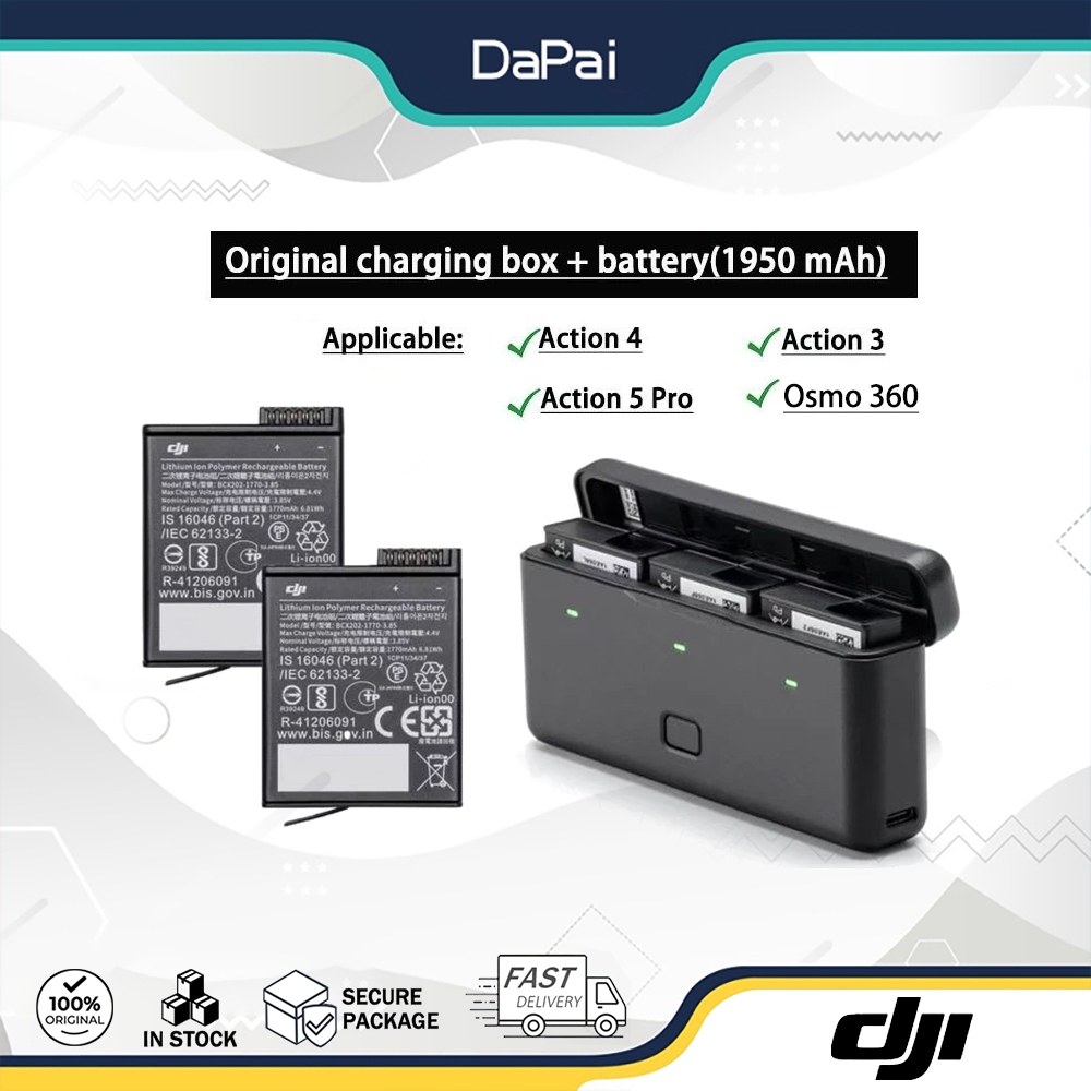 DJI Osmo Action 5 Pro charging box + cold-resistant battery (1950 mAh) for Osmo 360/Action 5 Pro/Action 4/Action 3 camera