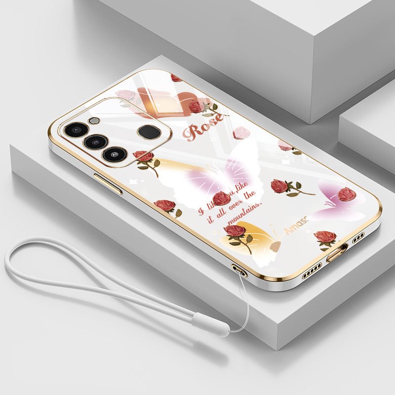 VRQRเคสโทรศัพท์สําหรับTecno Spark Go 2022 Spark 8C Pop 5 Lte KG5k KG5j BD4i BD4aปลอกผีเสื้อดอกไม้ตรง