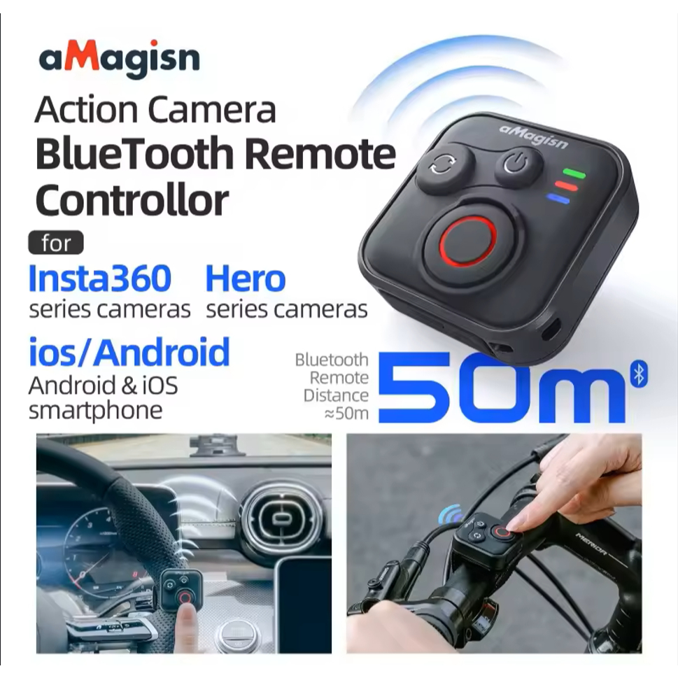 AMagisn 50M บลูทูธรีโมทคอนโทรลสําหรับ lnsta360 X5/X4/X3/X2/AcePro 2/One RS/GO 3/3S/GoPro 13 12 11 10
