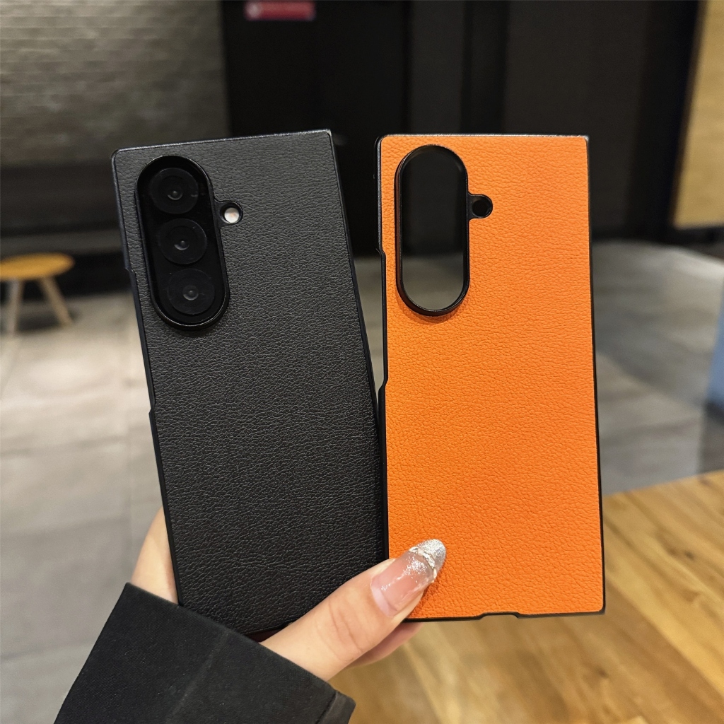 กรณีสําหรับ Samsung Galaxy Z FOLD 7 6 5 4 FOLD7 FOLD6 FOLD5 FOLD4 เคสโทรศัพท์รูปแบบ Cowhide ปกหลัง