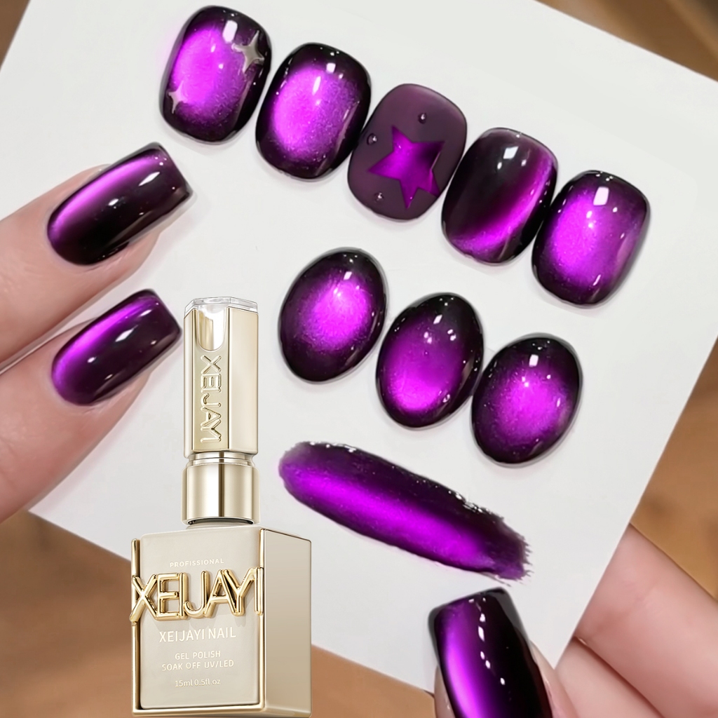 XEIJAYI 15ml สไตล์ใหม่ Super Bright Deep Pulp สีม่วงเจลยาทาเล็บทนทานเหมาะสําหรับร้านเล็บและ diy