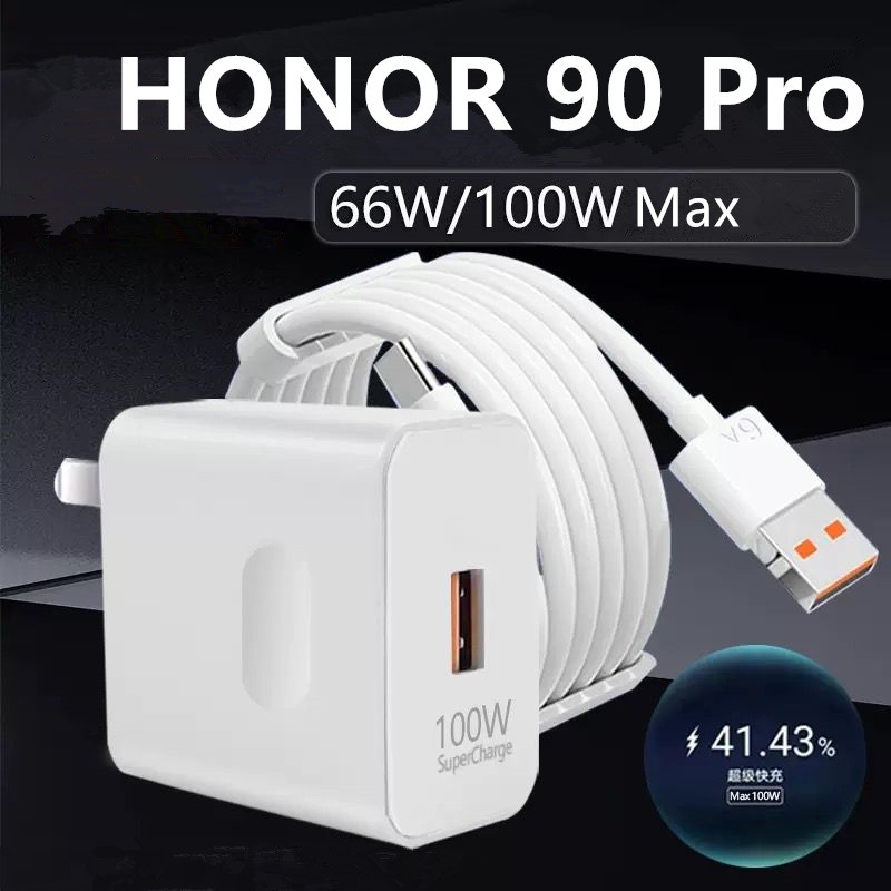 สมัครกับ HONOR 90Pro Cable Honor Charger โทรศัพท์ 100W Magic7 Pro สายข้อมูลประเภท C 6A สายชาร์จเร็ว Turbo