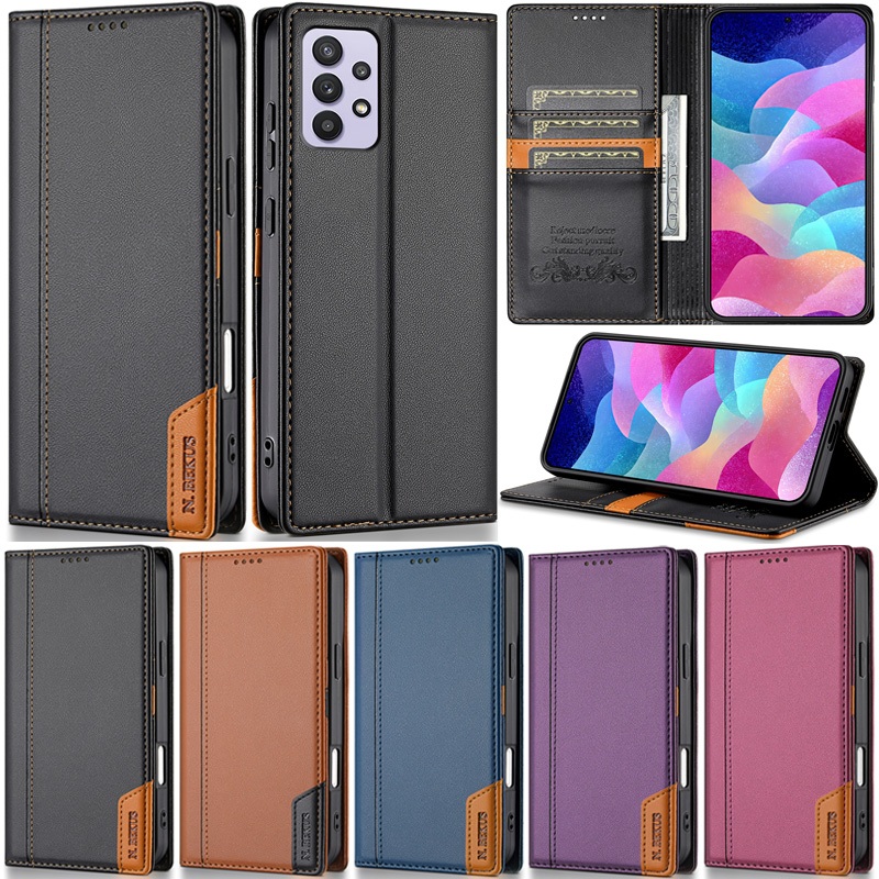 SAMSUNG DeluxeปลอกสําหรับSamsung Galaxy A33 A32 A52 A53 A12 A51 A71 A13 A23 A04S A52S M23 M13 5G A04 4G M13 4G Matteกระเป๋าสตางค์นุ่มPUหนังช่องใส่การ์ดผิวพลิกกรณี