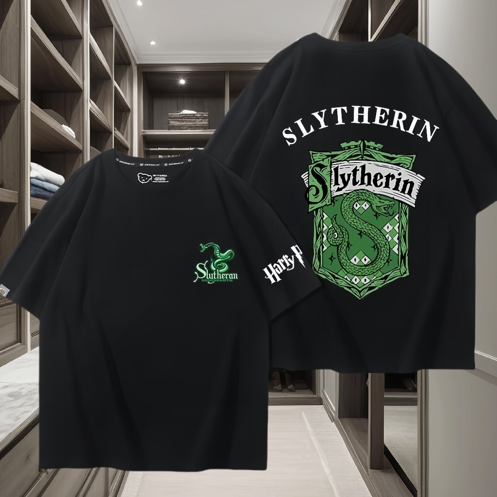 สถาบันเวทมนตร์ เสื้อยืดพิมพ์ลาย แขนสั้นสีดำ ออกแบบ อินเทรนด์ สำหรับสวมใส่ทุกวันและโอกาสต่างๆ