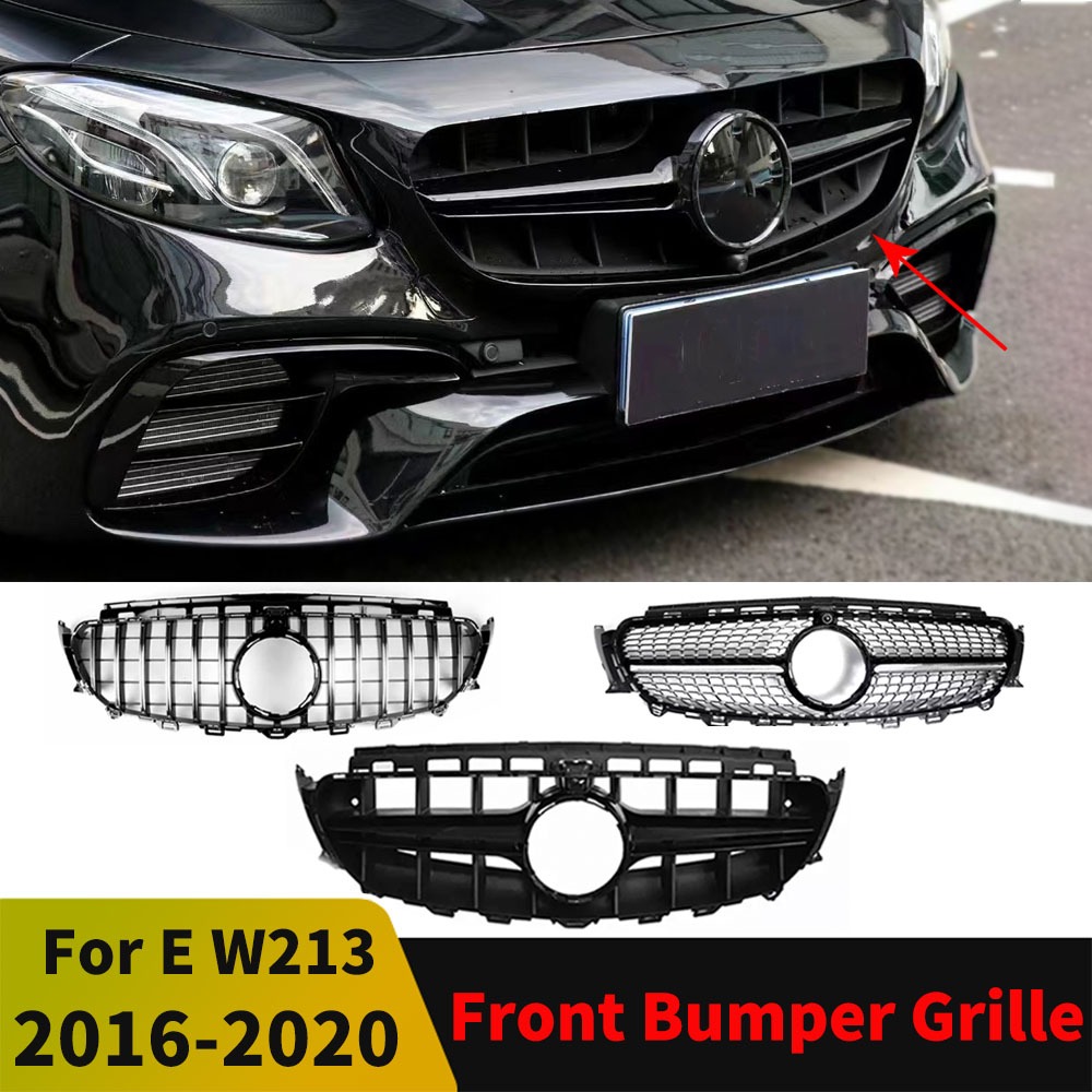 กันชนหน้ากระจังหน้าหม้อน้ําย่าง Inlet ตาข่าย, สําหรับ Mercedes Benz E class W213 C238 A238 2016 2017 2018 2019 2020 เช่น E300 E200 E260 E350, GT หรือเพชรหรือ AM สไตล์, Tuning Accesso