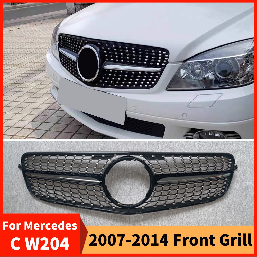 เพชรสไตล์กันชนหน้ากระจังหน้าย่างสําหรับMercedes W204 C204 S204 Coupe Benz C 2007 2008 2009 2010 2011 2012 2013 2014 Facelift Inletปรับแต่งอุปกรณ์เสริม