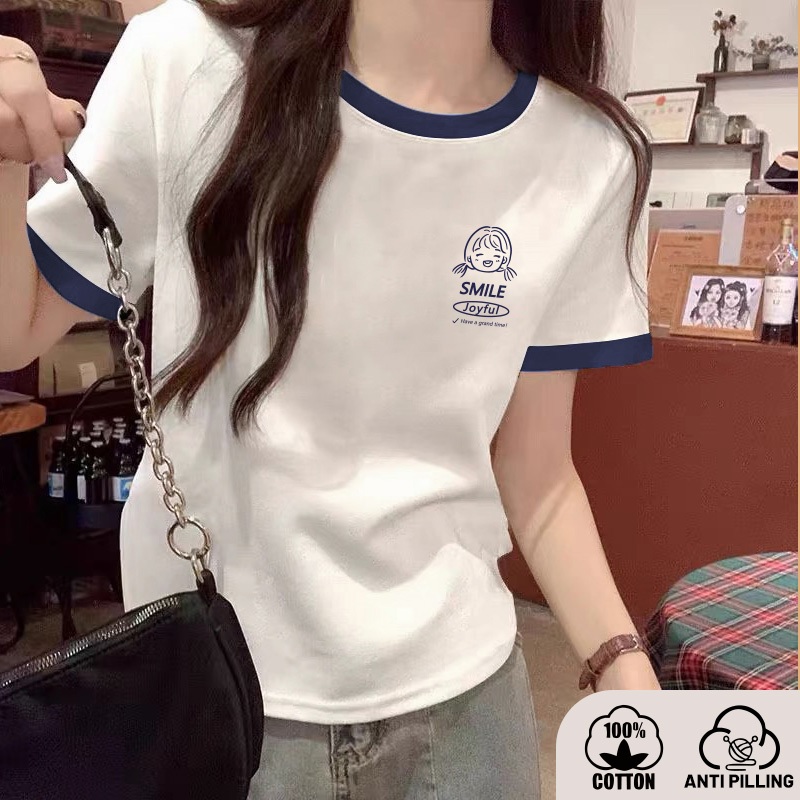 Miziqi เสื้อยืดสาวอวบ เสื้อแขนสั้นคอกลม เสื้อผ้าผู้หญิง เสื้อ เสื้อแฟชั่นผู้หญิง