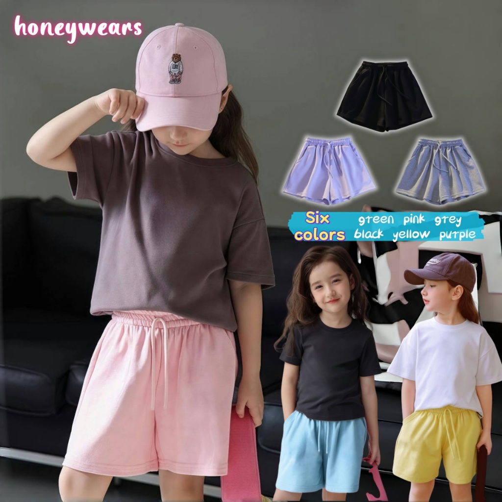 honeywears⚡️พร้อมส่ง⚡️กางเกงขาสั้นเด็ก ลําลอง กีฬา สีสดใส สไตล์เกาหลี ins บางๆ ใส่สบาย ฤดูร้อน