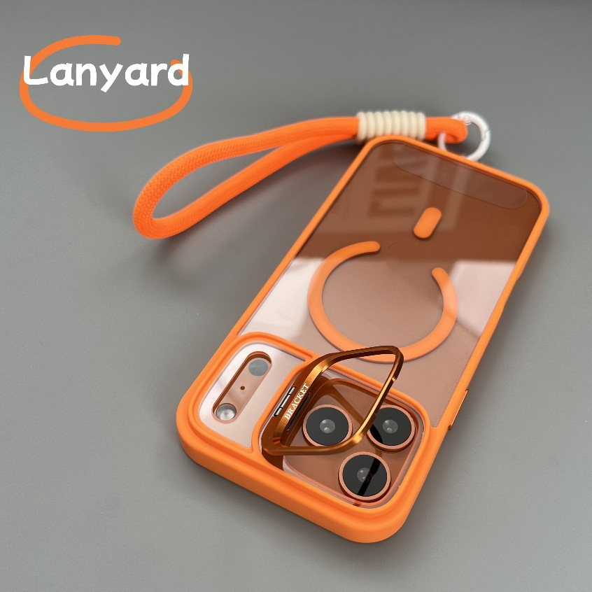 【With bracket/Matte acrylic hard case/Black】เคส compatible for iPhone 13 14 15 16 17 pro max case