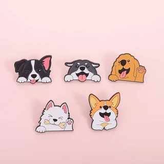 น่ารักการ์ตูนสุนัขเคลือบ Pin ไซบีเรียน Husky Corgi เข็มกลัดสัตว์เลี้ยงสัตว์ป้ายกระเป๋าเป้สะพายหลังอุปกรณ์เสริมของขวัญสําหรับเพื่อน