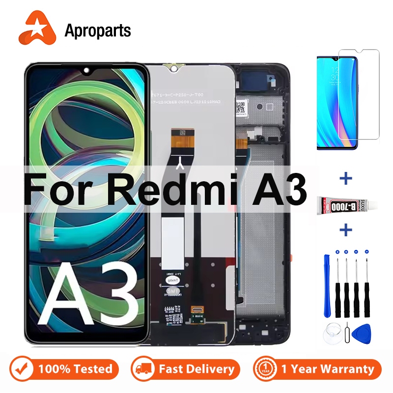 สำหรับ Xiaomi Redmi A3 23129RN51X จอแสดงผล LCD จอสัมผัสชุด Digitizer 23129RN51H พร้อมกรอบ