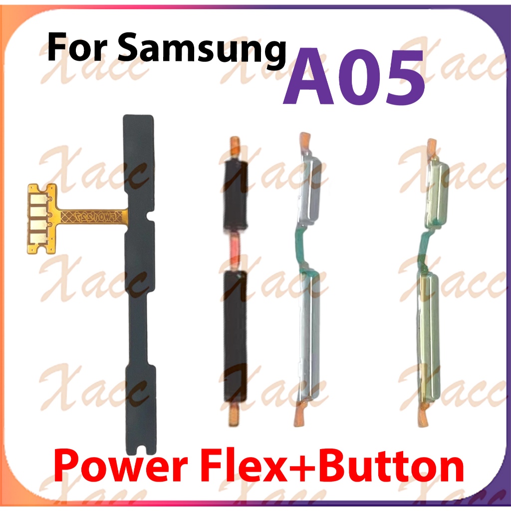 สําหรับ Samsung A05 ปุ่มปรับระดับเสียงริบบิ้น Flex Cable พร้อมอะไหล่ซ่อมเอาต์พุตกุญแจด้านข้าง ON OFF