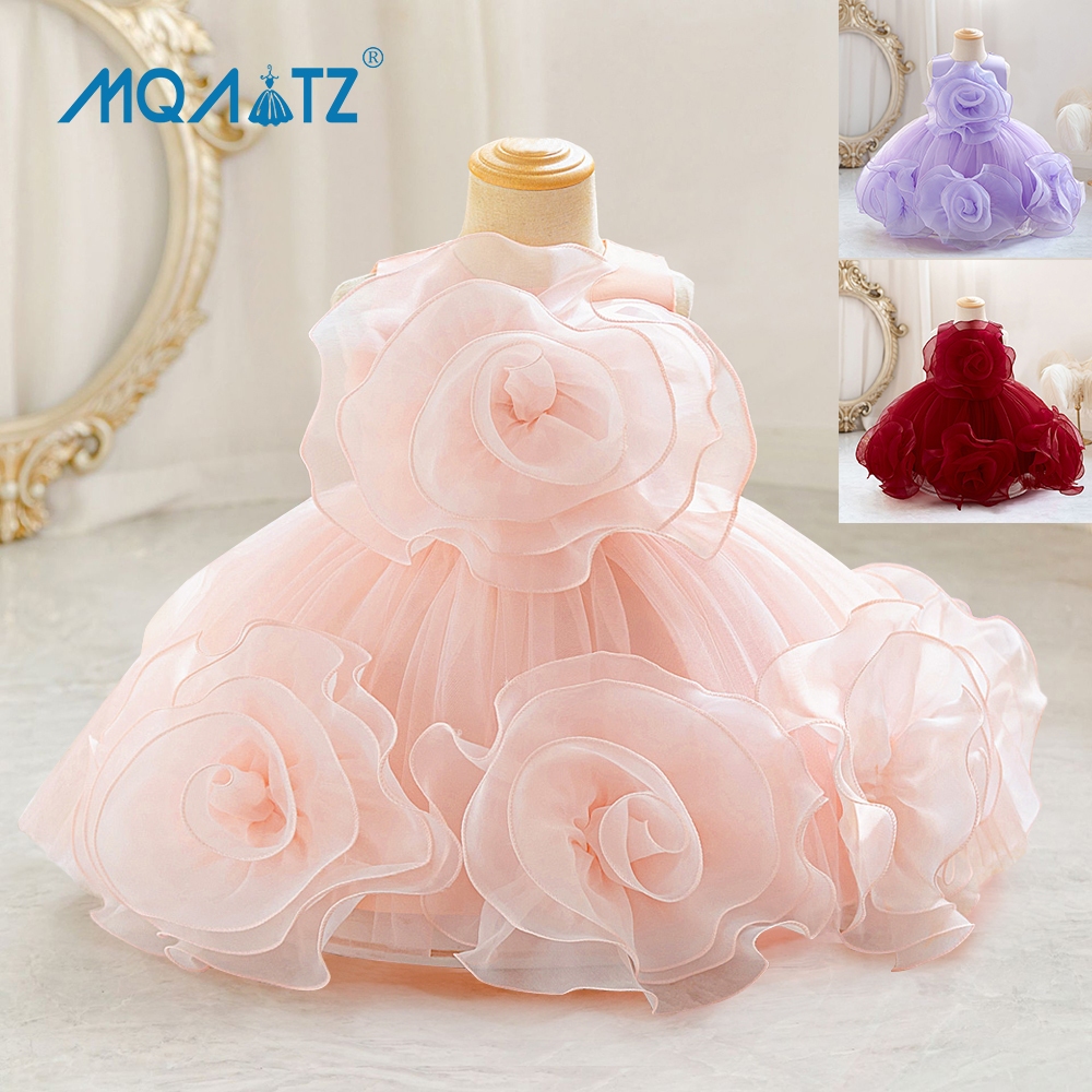 MQATZ ดอกไม้ขนาดใหญ่ 1st เด็กสาว Tutu ชุดสําหรับเด็กเสื้อผ้าดอกไม้ชุดเจ้าหญิงทารกแรกเกิดวันเกิดชุด L3017XZ