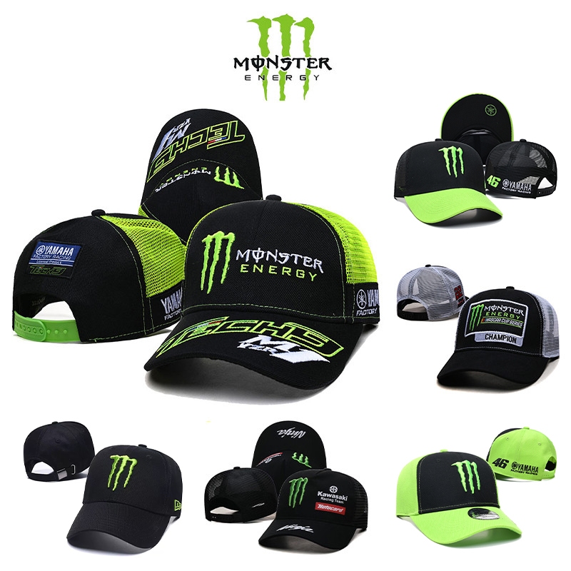 Moto GP Rossi Monster หมวกตาข่ายโค้งอุปกรณ์เสริมแฟชั่นหมวกปรับได้เย็บปักถักร้อยหมวกกีฬากลางแจ้ง