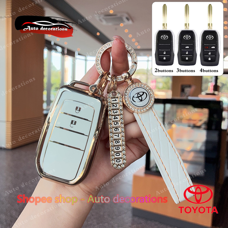 Toyota กุญแจรีโมทดัดแปลง สําหรับ Yaris 2019, Vios Gen4 2013, Yaris 2023, Vios XLE 2014–2022, Commuter 2012, พร้อมพวงกุญแจ