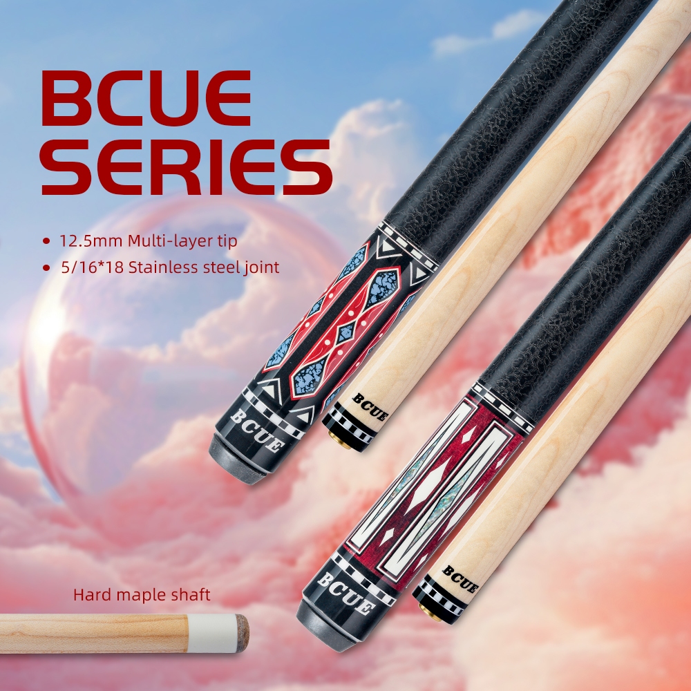 BCUE Maple Pool Cue Stick 58" Pool Sticks สําหรับผู้ใหญ่ Professional Billiard Cue Sticks พร้อมข้อต่อ 5/16*18 พินและปลาย 12.5 มม.