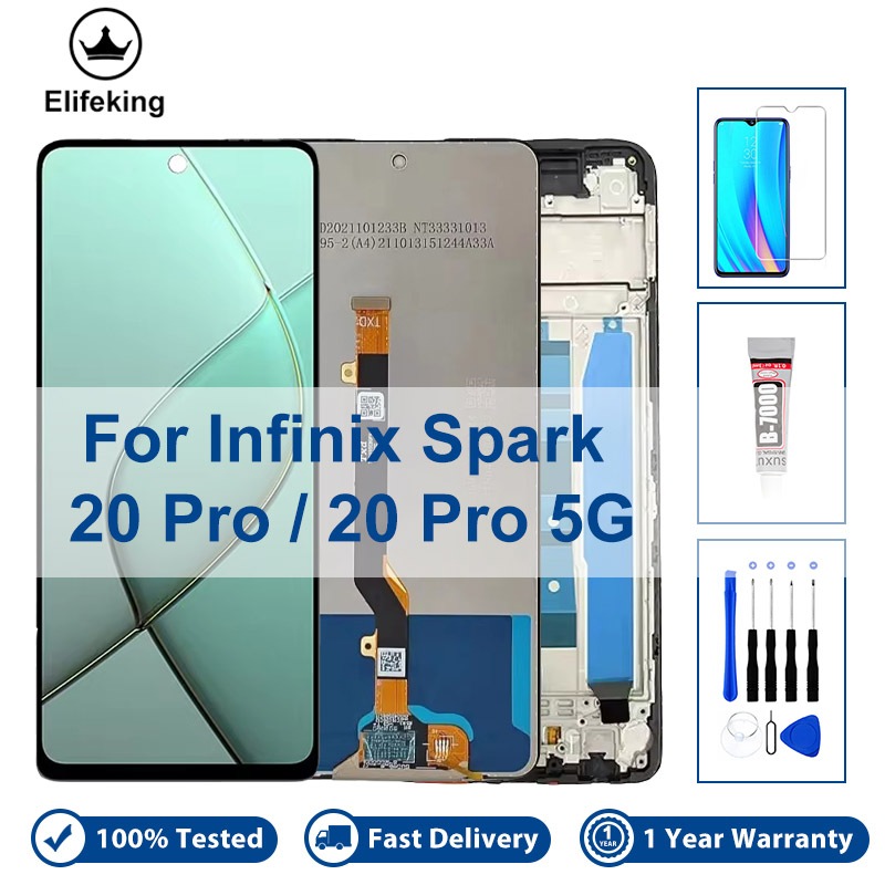 6.78 LCD สําหรับ Infinix Spark 20 Pro KJ6 20 Pro 5G KJ8 จอแสดงผล Touch Screen Assembly พร้อมกรอบเปลี