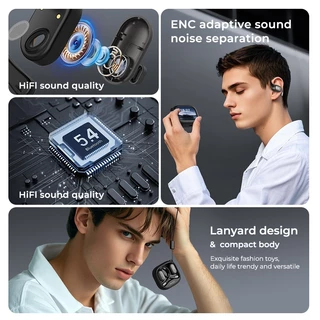 ERAZER XF38 หูฟังแปลภาษา AI Translator แปลภาษาแบบเรียลไทม์ บลูทูธ TWS Bluetooth 5.4 พร้อมจอแสดงผล LED หูฟังสำหรับธุรกิจ ไมโครโฟน หูฟังไร้สาย เปลี่ยนวอลเปเปอร์ได้