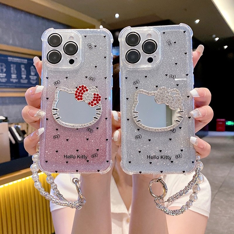 สําหรับ Huawei Nova 13 9 7 12S 4e 11i 12i Mate 50 30 P30 P60 Pura 80 70 Pro เคสโทรศัพท์ Kitty กระจกน