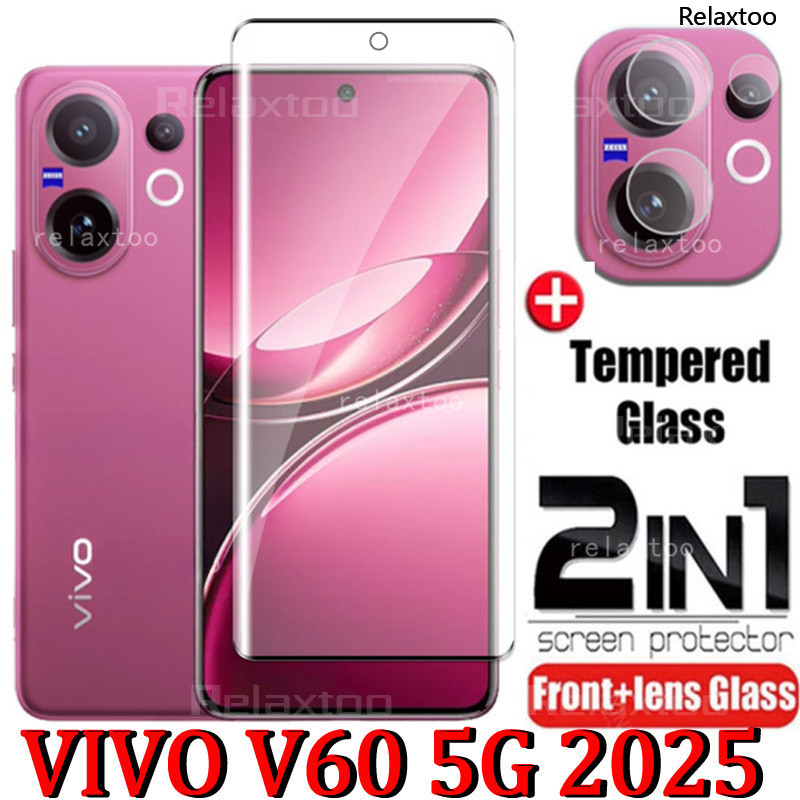 VIVOV60 2in1 3D โค้งกระจกนิรภัยสําหรับ VIVO V60 Pro Lite E V60Pro V60Lite V60E 5G 4G 2025 เลนส์กล้องด้านหลังป้องกันหน้าจอป้องกันฟิล์มแก้วโทรศัพท์