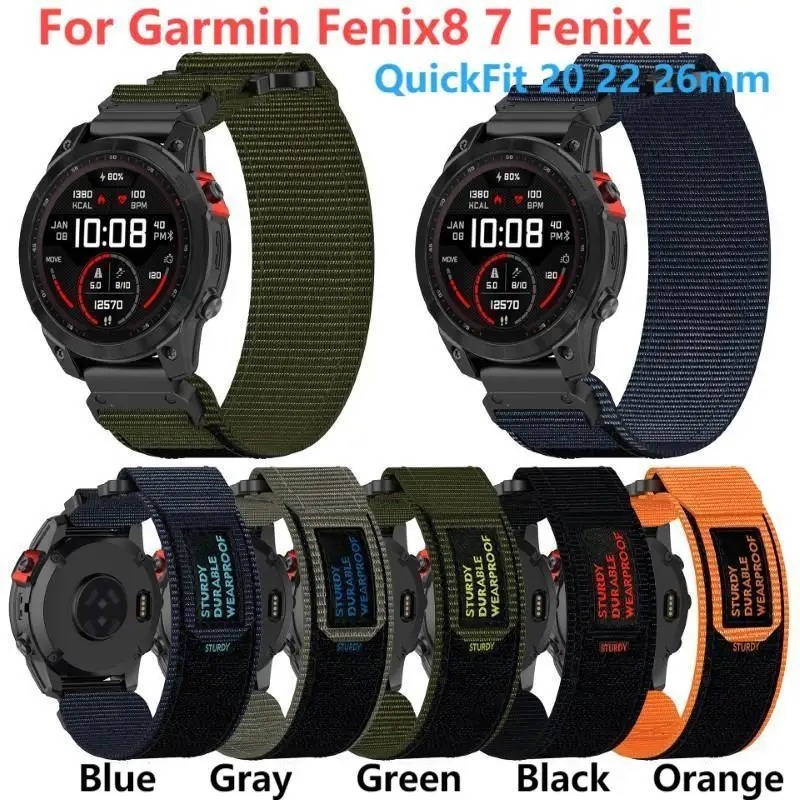 สายนาฬิกาไนลอนสําหรับ Garmin Fenix 8 7 Pro Fenix E Quatix7 Pro 20 22 26 มม.Enduro 2 สร้อยข้อมือสายนา