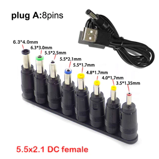 สายชาร์จ DC พร้อมหัว USB 8 หัวเป็นสาย DC + 8 หัว เครื่องชาร์จทดแทนสายไฟ อะแดปเตอร์ USB เหมาะสําหรับ