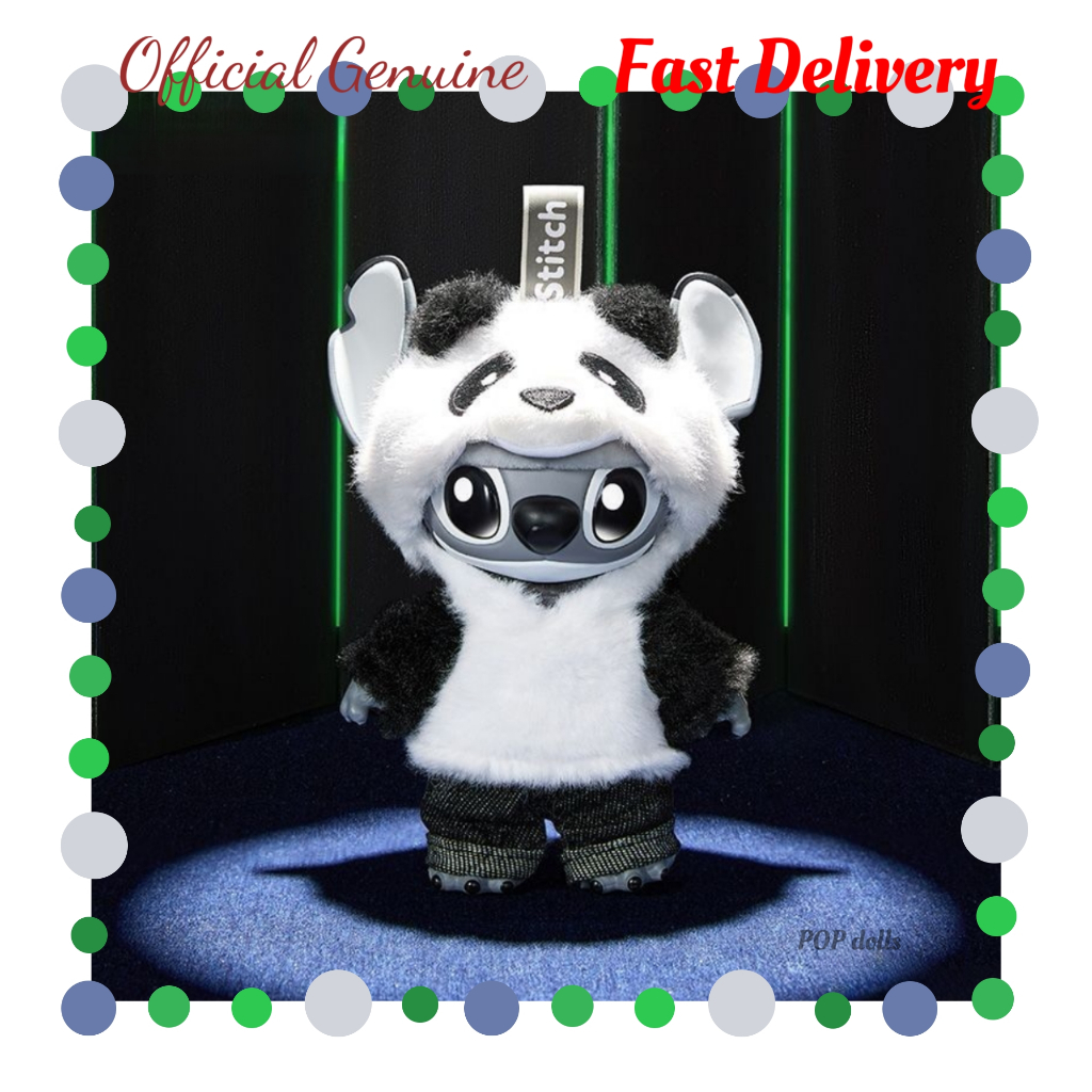 ของแท้ MINISO ตุ๊กตาเคลือบแฟลช Disney Stitch GenZ Street Series Panda การ์ดแขวน